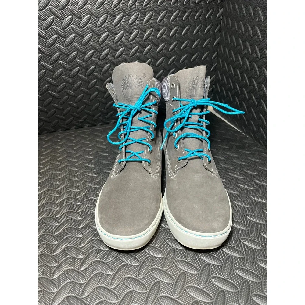 Timberland Sneaker Boots Mens 9M Gray Suede Blue Laces 6701R C860 Outdoor Rugged